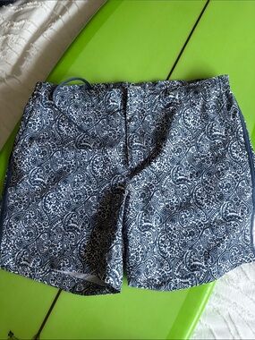 Fair Harbor Navy and White Paisley Hybrid Shorts